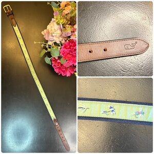 Vineyard Vines Green Blue Mens Fly Fishing Lures Belt Sz 34 USA Made See Details